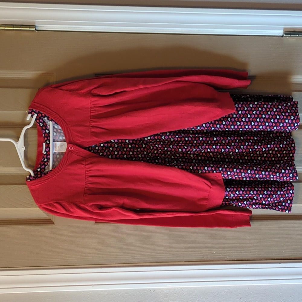 Girls Gymboree Valentine's dress, sweater, outfit, hearts, girl 10-12